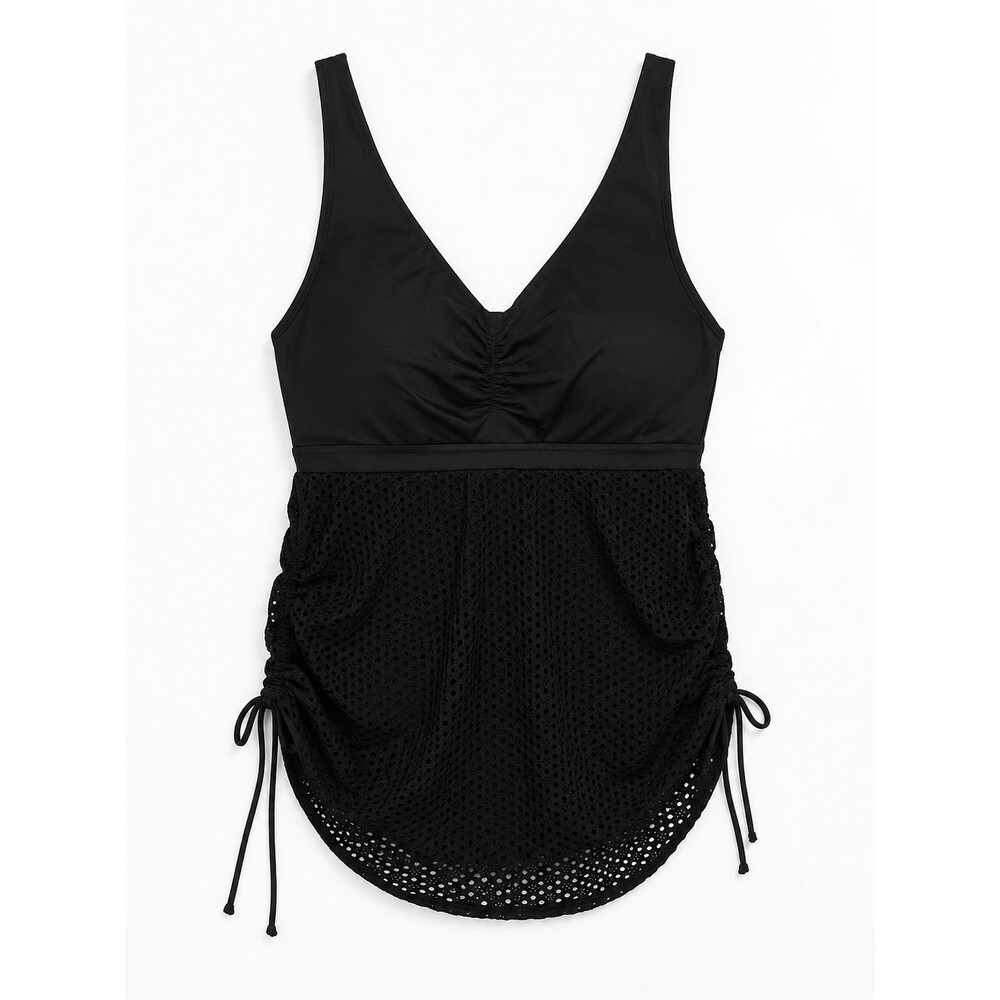 Swim by Cacique Swimsuit Size 16 Black One-Piece Mesh Overlay Padded Bra